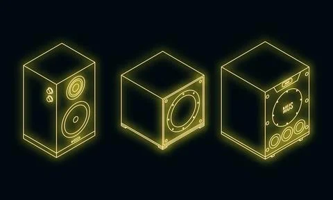 Stereo system icons set vector neon Stockillustratie