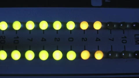 Stereo VU Meter Lights Flashing on Console Stock Footage 319067141