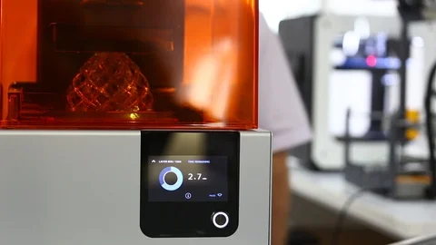 A stereolithography 3d printer in the laboratory Stock Footage 88926869