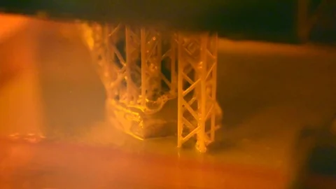 Stereolithography DPL 3d printer create small detail and liquid drips Stock Footage 80307831