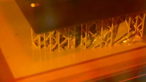 Stereolithography DPL 3d printer create detail Stock Footage 84900756