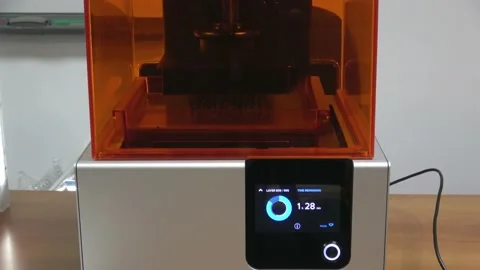 Stereolithography DPL 3d printer create detail and liquid drips. Stock Footage 147106773