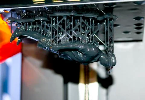 Stereolithography DPL 3d printer create small detail and liquid drips Stock Photos