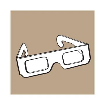 Stereoscopic, 3d glasses in black plastic frame Stock Illustration