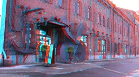 Stereoscopic 3D Helsinki 2 - marine cafeteria in downtown Stock Footage