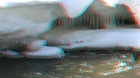 Stereoscopic 3D of river stream at cold winter morning 1 Stock-Footage 10816392