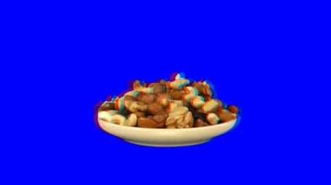 Stereoscopic 3D of rotating seemless looping nuts (Combo) 2 Video stock 10792250