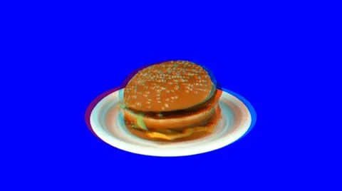 Stereoscopic 3D of rotating seemless looping Big Mac (Combo) 1 Stock Footage 10794099