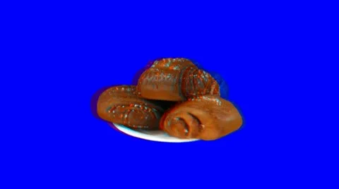 Stereoscopic 3D of rotating seemless looping cakes (Combo) 1 Stock Footage 10794454