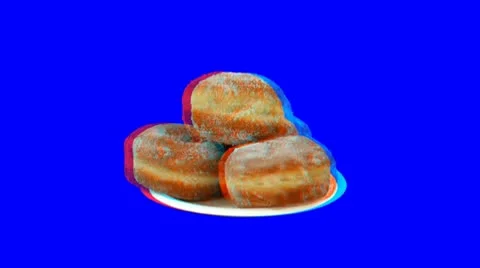 Stereoscopic 3D of rotating seemless looping donuts (Combo) 1 Stock Footage 10794718