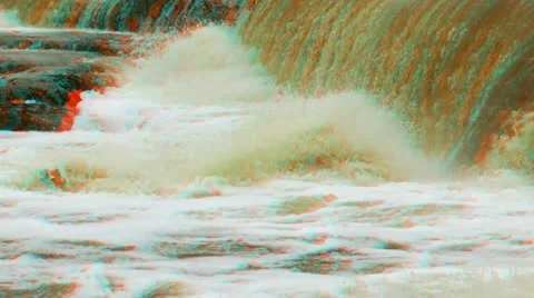 Stereoscopic 3D waterfall in a river 1 Video stock 10901907