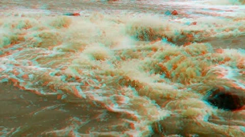 Stereoscopic 3D waterfall in a river 12 Stock Footage 11418832