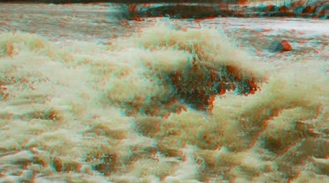 Stereoscopic 3D waterfall in a river 16 Stock Footage 11427862