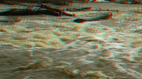 Stereoscopic 3D waterfall in a river 8 Vidéo 11402780
