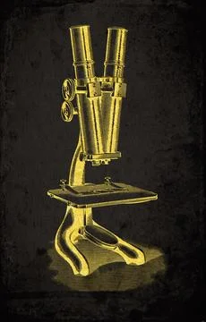 Stereoscopic Binocular Compound Microscope Scientific Instrument Engraving Stock Illustration