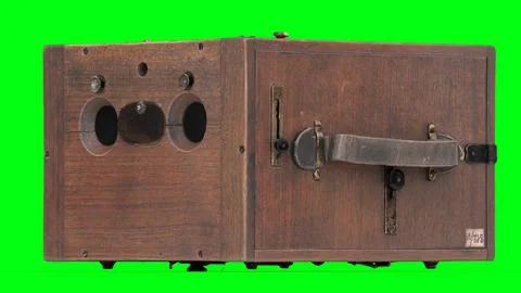 Stereoscopic camera with green background Stock Illustration