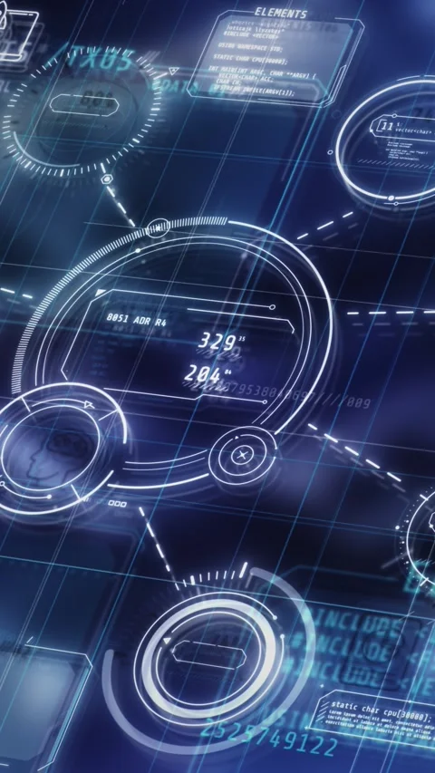 Stereoscopic data presentations, infographic with code fragments Stock Footage 331746390