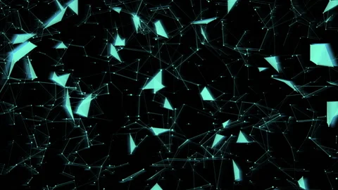 Stereoscopic effect. Blue lights. Computer graphics of moving particles Stock Footage 94829068