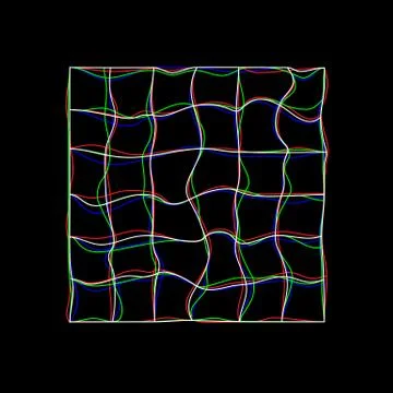 Stereoscopic glitched grid wireframe. Vector futuristic abstract background. Illustrazione stock