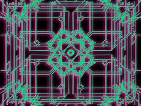 Stereoscopic neon patterns on a black background. Bifurcation effect. 库存插图