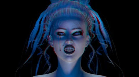 Stereoscopic vampire animation Stock Footage 34948631