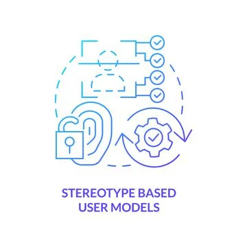 Stereotype based user models blue gradient concept icon Stock Illustration