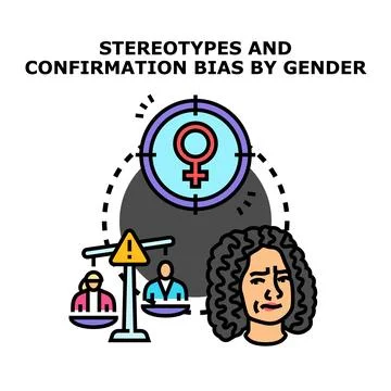 Stereotypes and confirmation bias impacting gender equality Stock Illustration