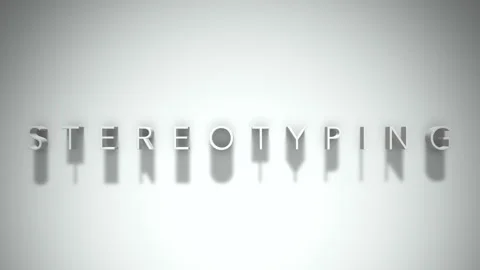 Stereotyping 3D title animation white text on a white background Stock Footage 299426414