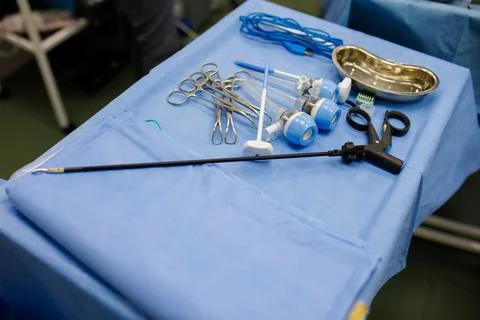 Sterile instruments for surgery on a tray Stock Photos