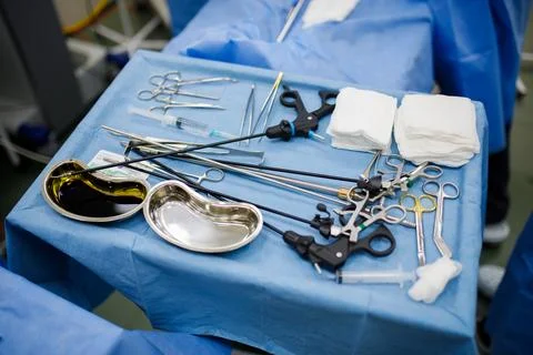 Sterile instruments for surgery on a tray Stock Photos