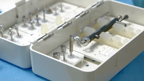 Sterile prepared dental extraction tools. Stainless steel tools for surgery Stock Footage 300578014