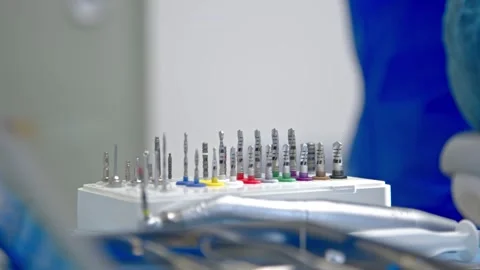 Sterile prepared dental extraction tools. Stainless steel tools for surgery Video stock 300578015
