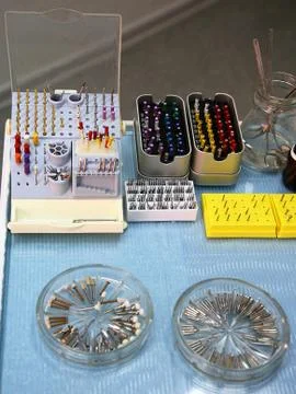 Sterile tools of the dentist Stock Photos