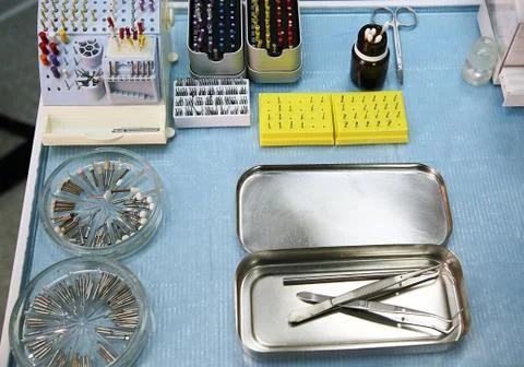 Sterile tools of the dentist Stock Photos