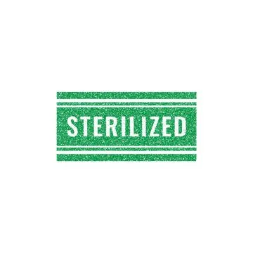 Sterilized stamp vector illustration isolated on white background, Sign, La.. Stock-Illustration