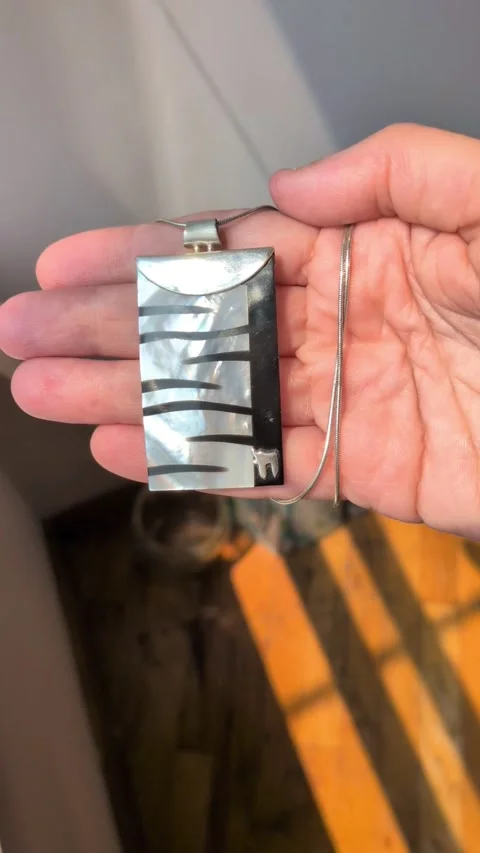 Sterling And Shell Chai Pendant Necklace, Israel Life Protection, Hand Painted Stock-Footage 344511907