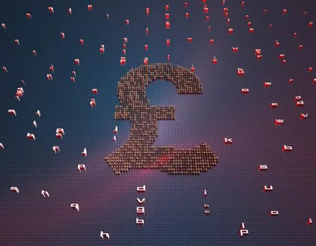 Sterling in binary code, online financial technology Illustrazione stock