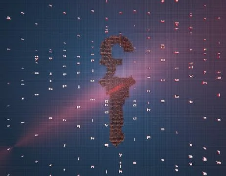 Sterling in binary code, online financial technology Stock Illustration