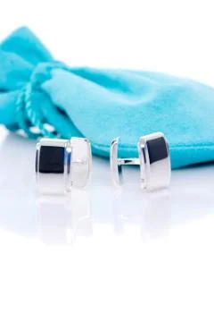 Sterling silver cuff links Stock Photos
