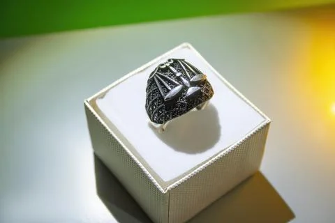 Sterling silver ring in a gift box Stock Photos