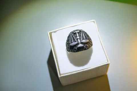 Sterling silver ring in a gift box Stock Photos