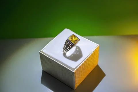 Sterling silver ring in a gift box Stock Photos