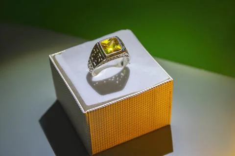 Sterling silver ring in a gift box Stock Photos
