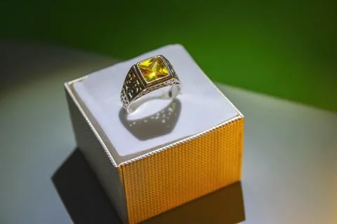 Sterling silver ring in a gift box Stock Photos