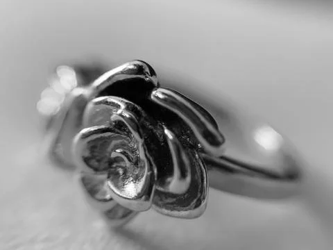 Sterling Silver Rose Ring 写真素材