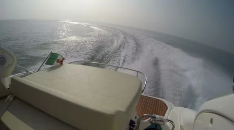Stern of a boat navigating at full speed Stock Footage 60070539