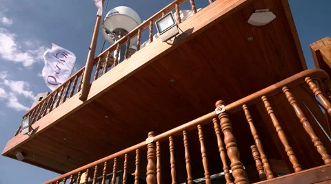 Stern of a dhow docked during Qatar International Boat Show  Stock Footage 58657190