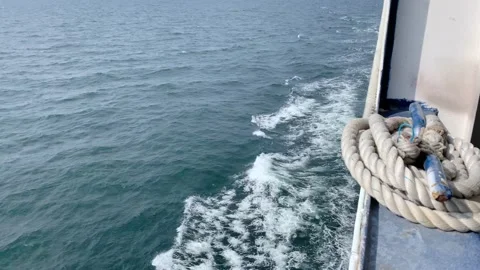 Stern waves and rope Stock Footage 204948188