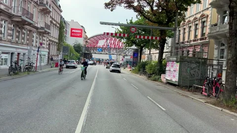 Sternbruecke is being installed in the Altona district Stock Footage 341124980