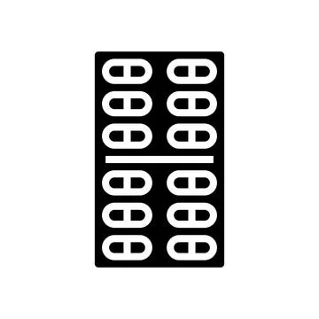 Steroid capsule blister pack glyph icon vector illustration Illustrazione stock